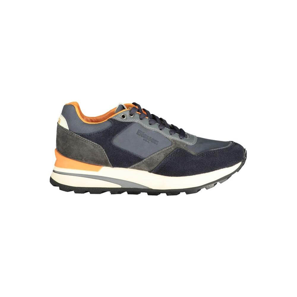 Blauer Blue Polyethylene Men Sneaker with orange accents, fusion of polyester and leather, featuring a removable footbed for comfort