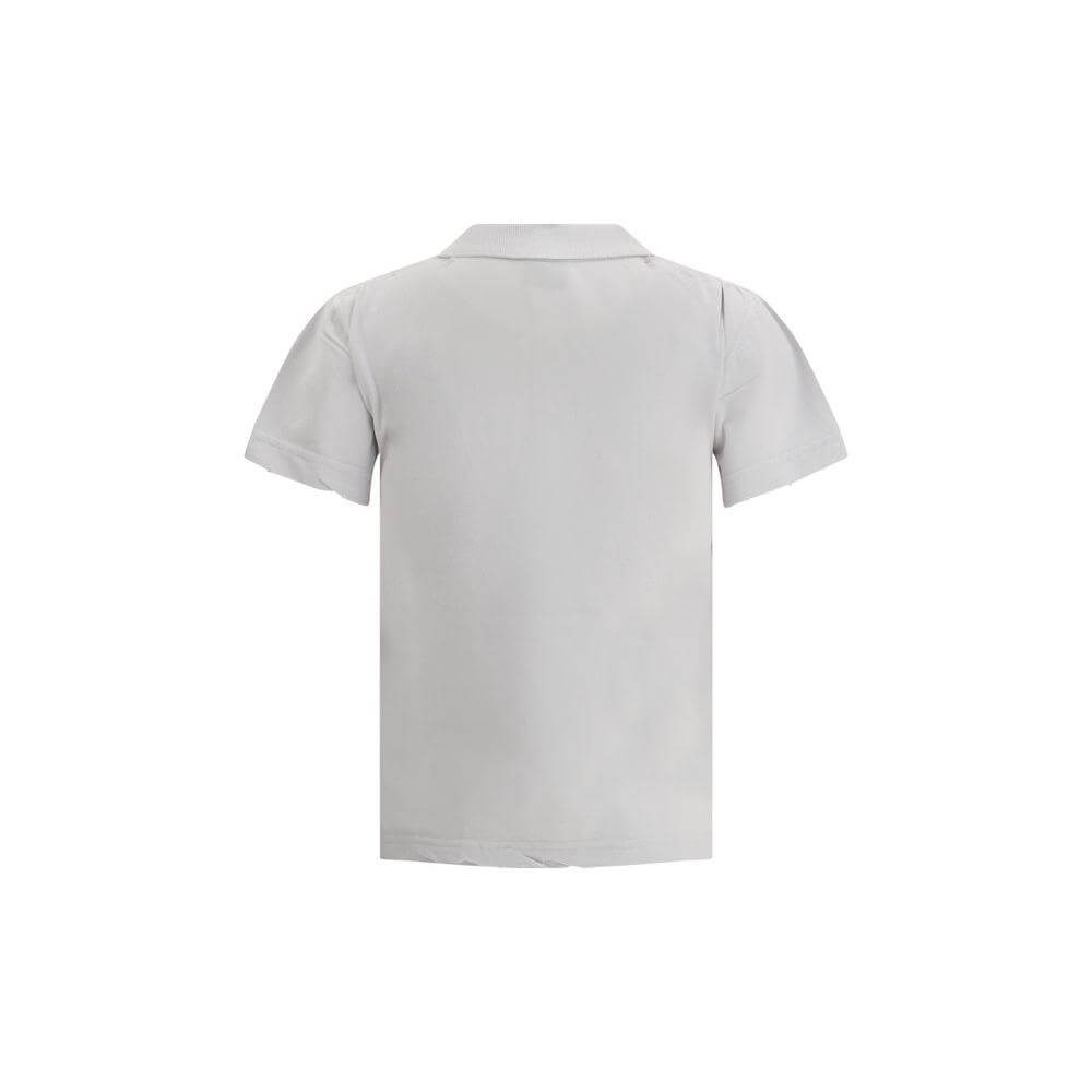 Back view of a Balenciaga Logoed Polo Shirt showcasing a classic collar and short sleeves, featuring a modern worn-effect vintage style.