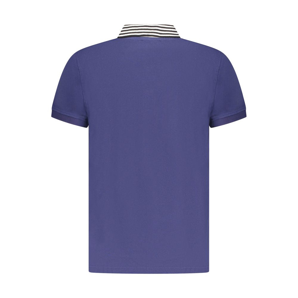 Cavalli Class Blue Cotton Men Polo Shirt Cavalli Class Dark Slate Blue