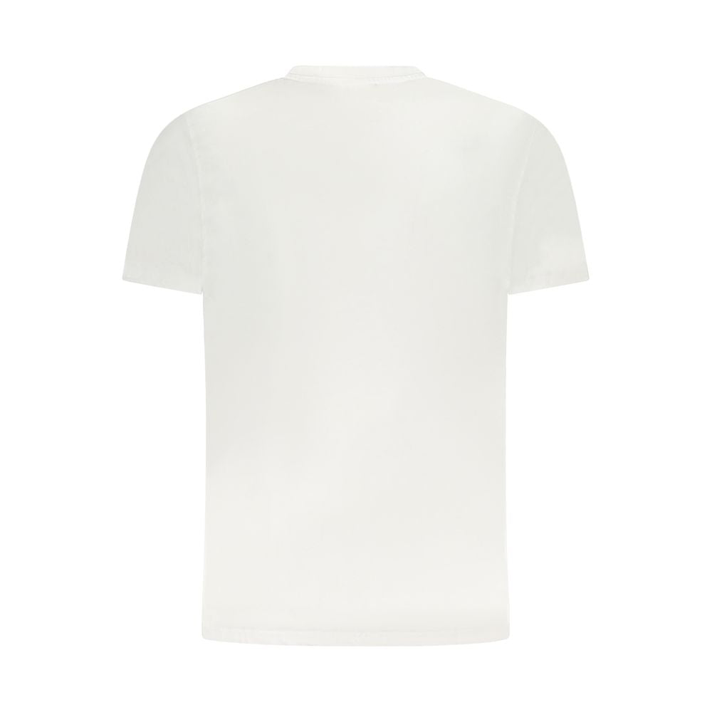 Back view of Cavalli Class white cotton men's T-shirt with short sleeves and crew neck design