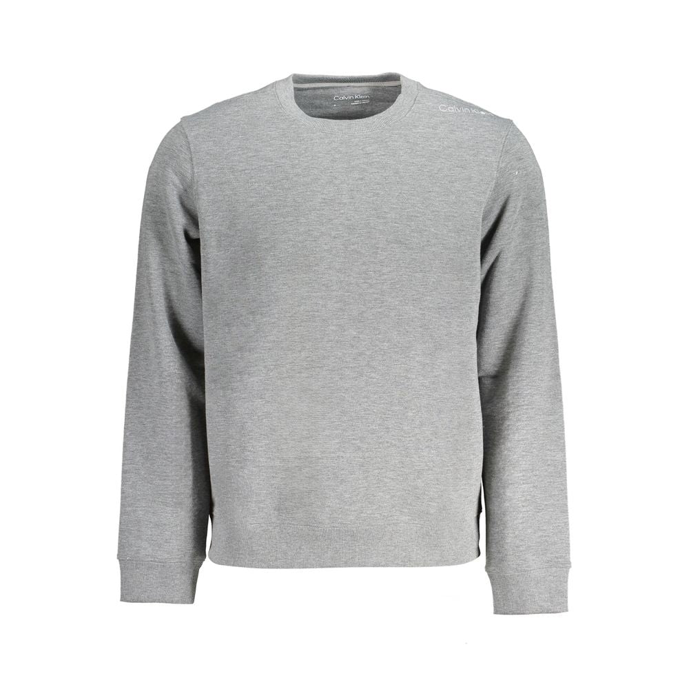 Calvin Klein gray polyester sweatshirt, long sleeve, crew neck, brushed finish, featuring logo print, perfect for a sporty look.