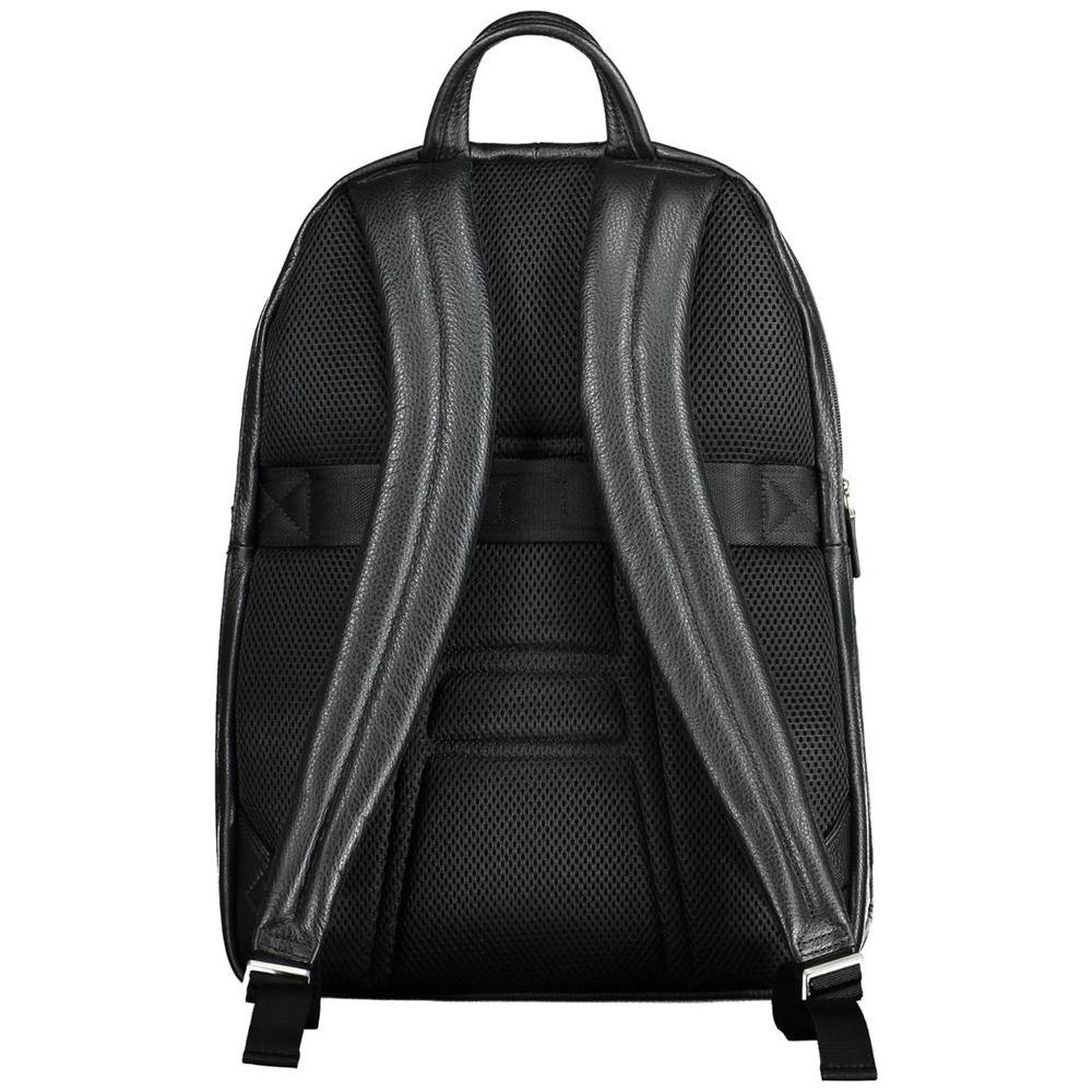Piquadro Black Leather Men Backpack Piquadro Dark Slate Gray