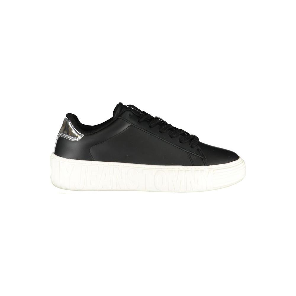 Tommy Hilfiger Black Leather Women Sneaker Tommy Hilfiger Dark Slate Gray
