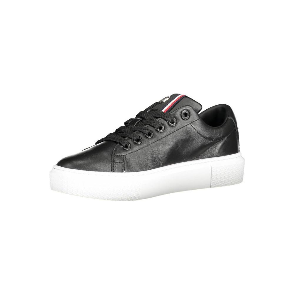 Tommy Hilfiger Black Leather Women Sneaker Tommy Hilfiger Dark Slate Gray