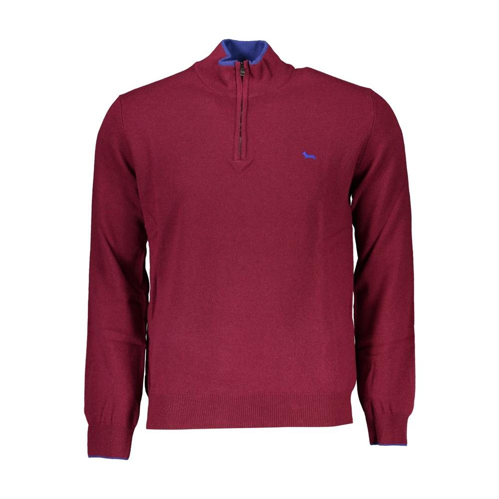 Burgundy Harmont & Blaine half-zip sweater with embroidery detail, luxury fashion with contrast accents, ideal for stylish comfort.