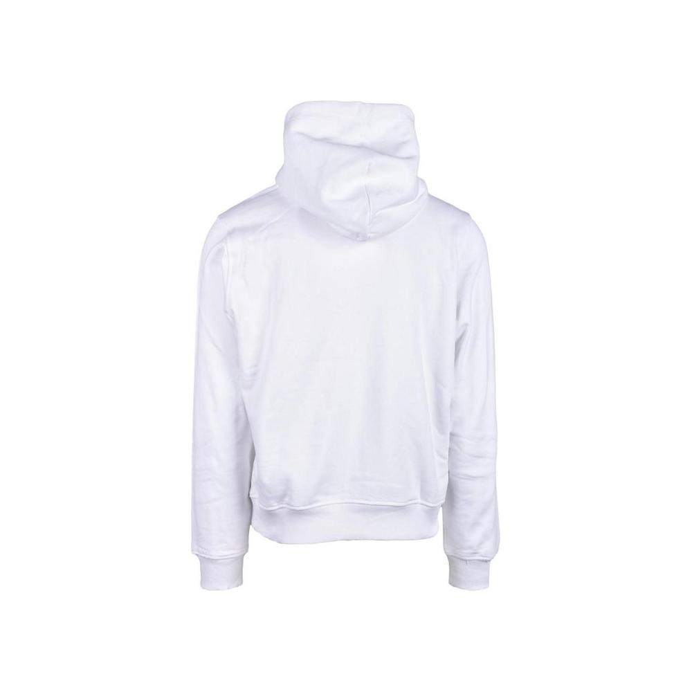 Back view of Diesel white cotton hoodie with hood, showcasing soft fabric and casual design for a modern look.