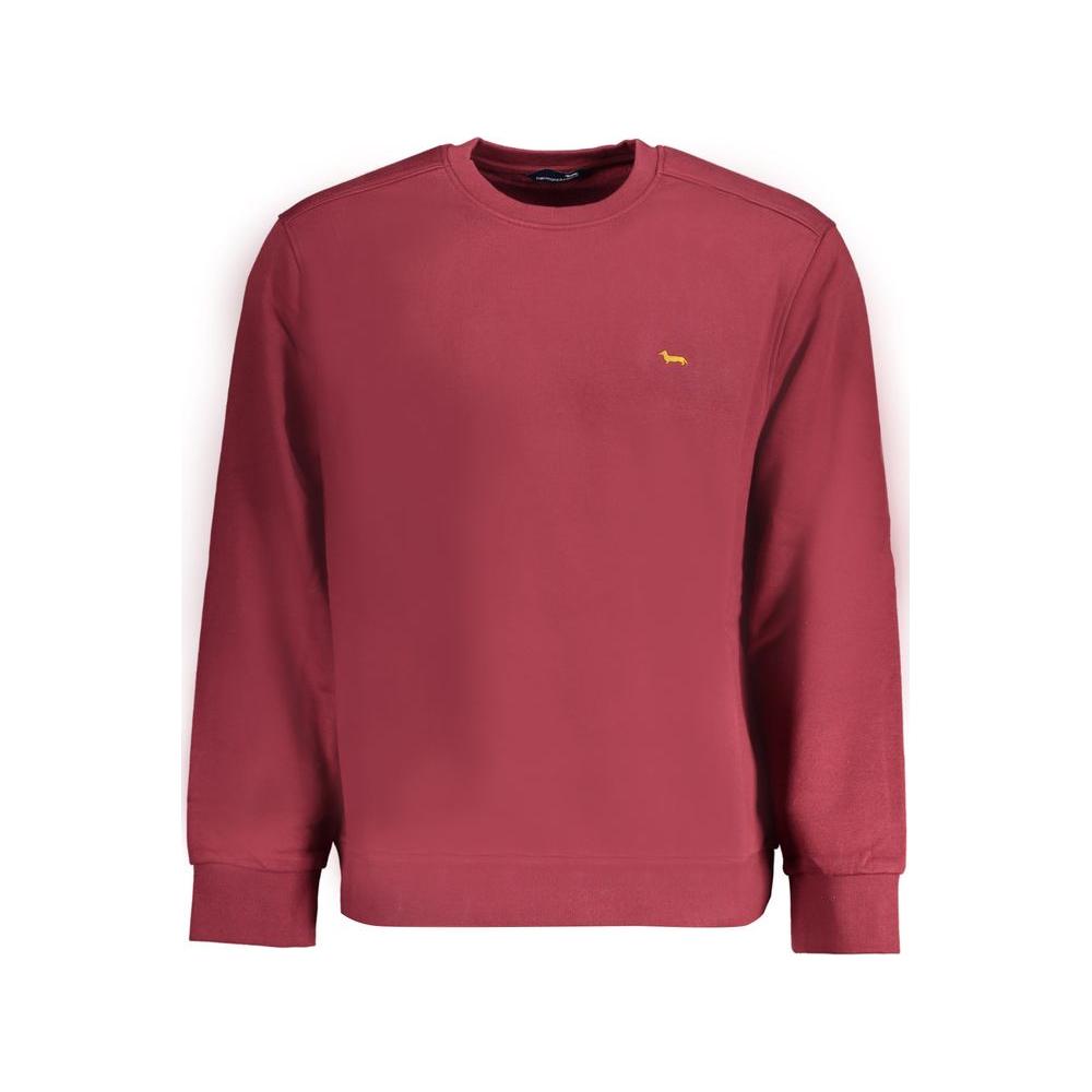 Harmont & Blaine red cotton sweater with long sleeves, crew neck, and embroidered logo. Perfect for casual wear.