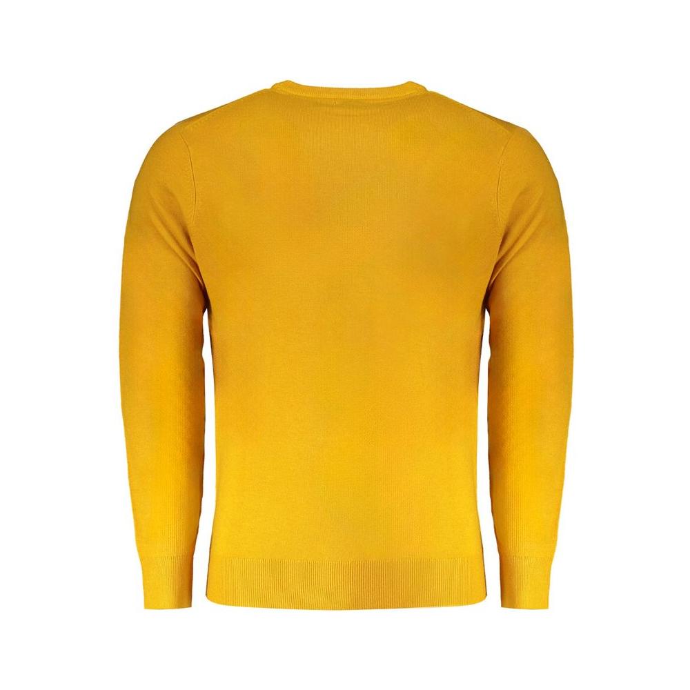 Bright yellow wool men's sweater from Norway 1963, featuring a classic crew neck and long sleeves for a stylish and comfortable look.