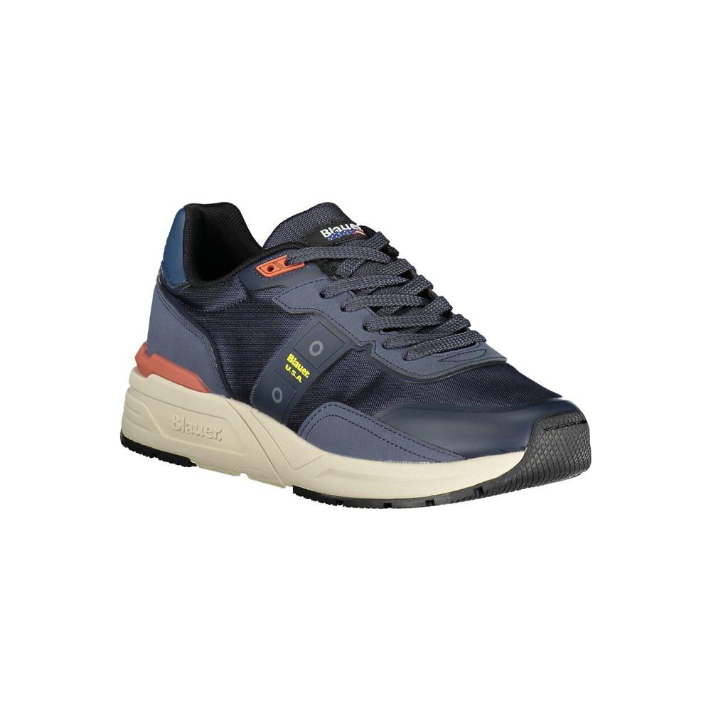 Blauer blue polyester sneaker with laces, contrasting details, logo application. Ideal sports shoe for style and comfort.