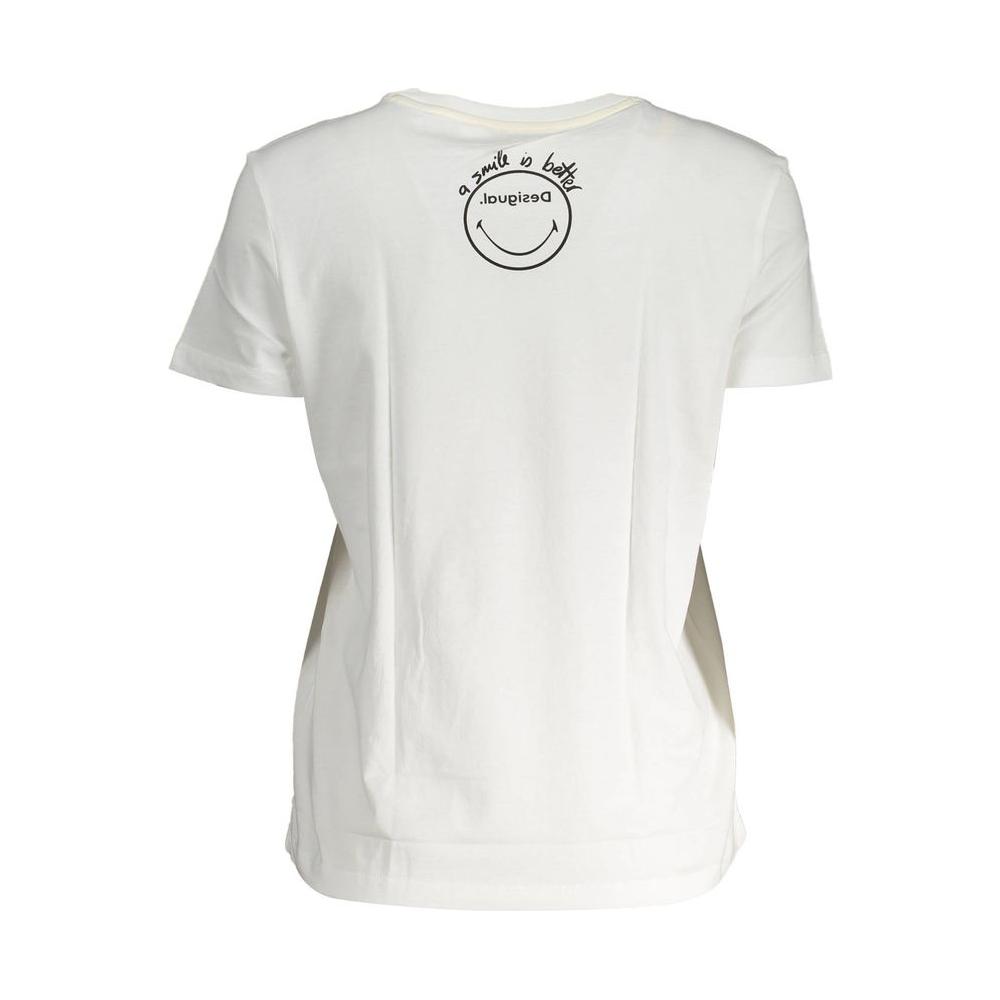 Desigual White Cotton Women Top Desigual Light Gray