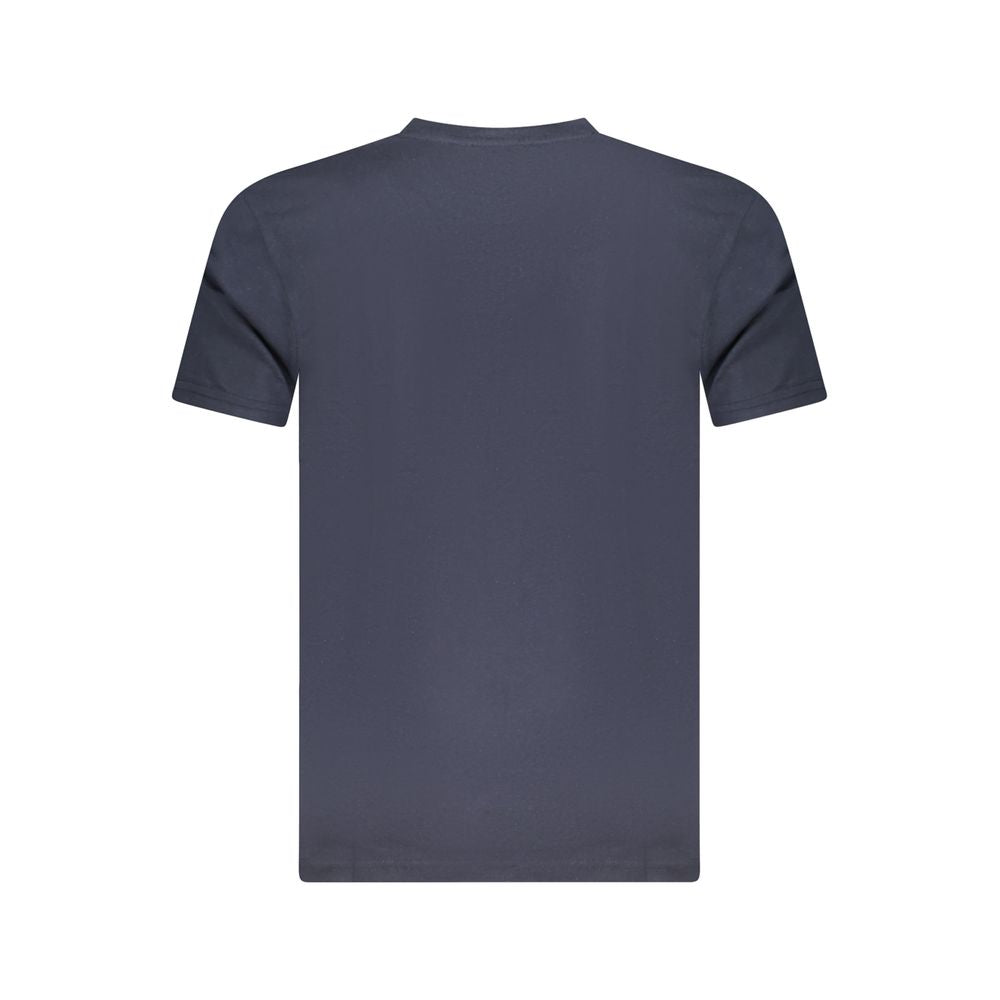 Cavalli Class blue cotton men's T-shirt with bold print and iconic logo, showcasing luxury and casual chic style.