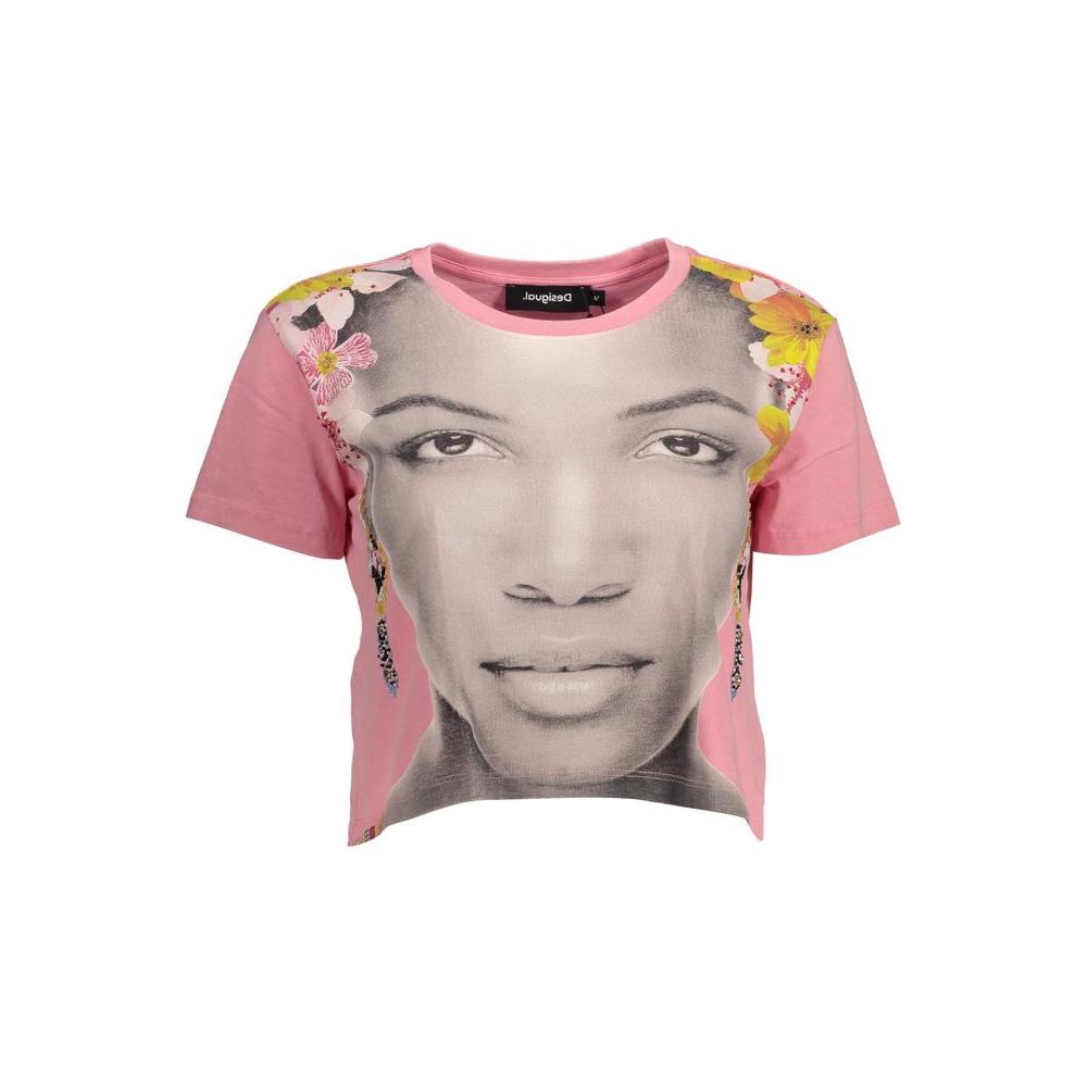 Desigual Pink Cotton Women Top Desigual Rosy Brown