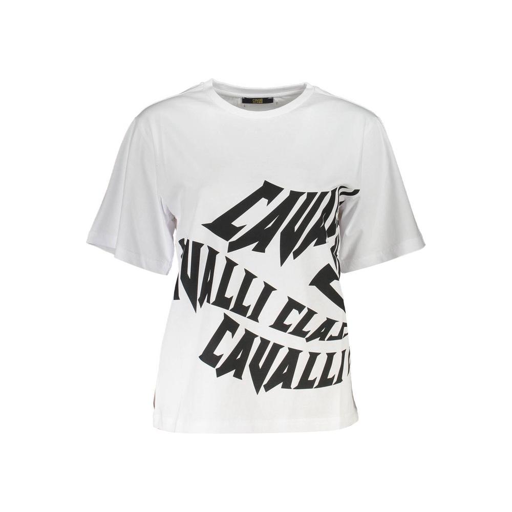 Cavalli Class White Cotton Women T-Shirt Cavalli Class Light Gray
