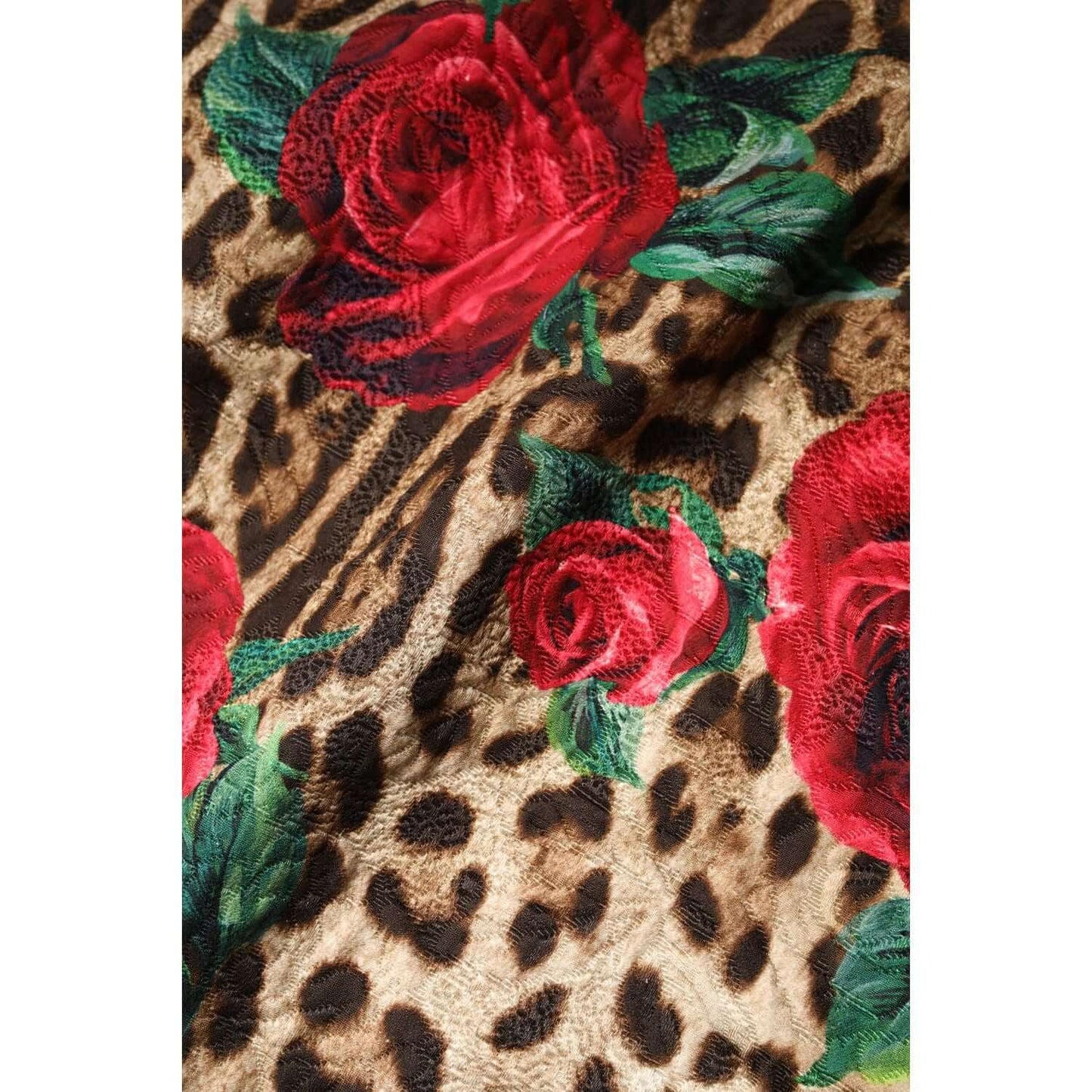 Dolce & Gabbana Brown Rose Leopard Short Sleeves Mini Dress