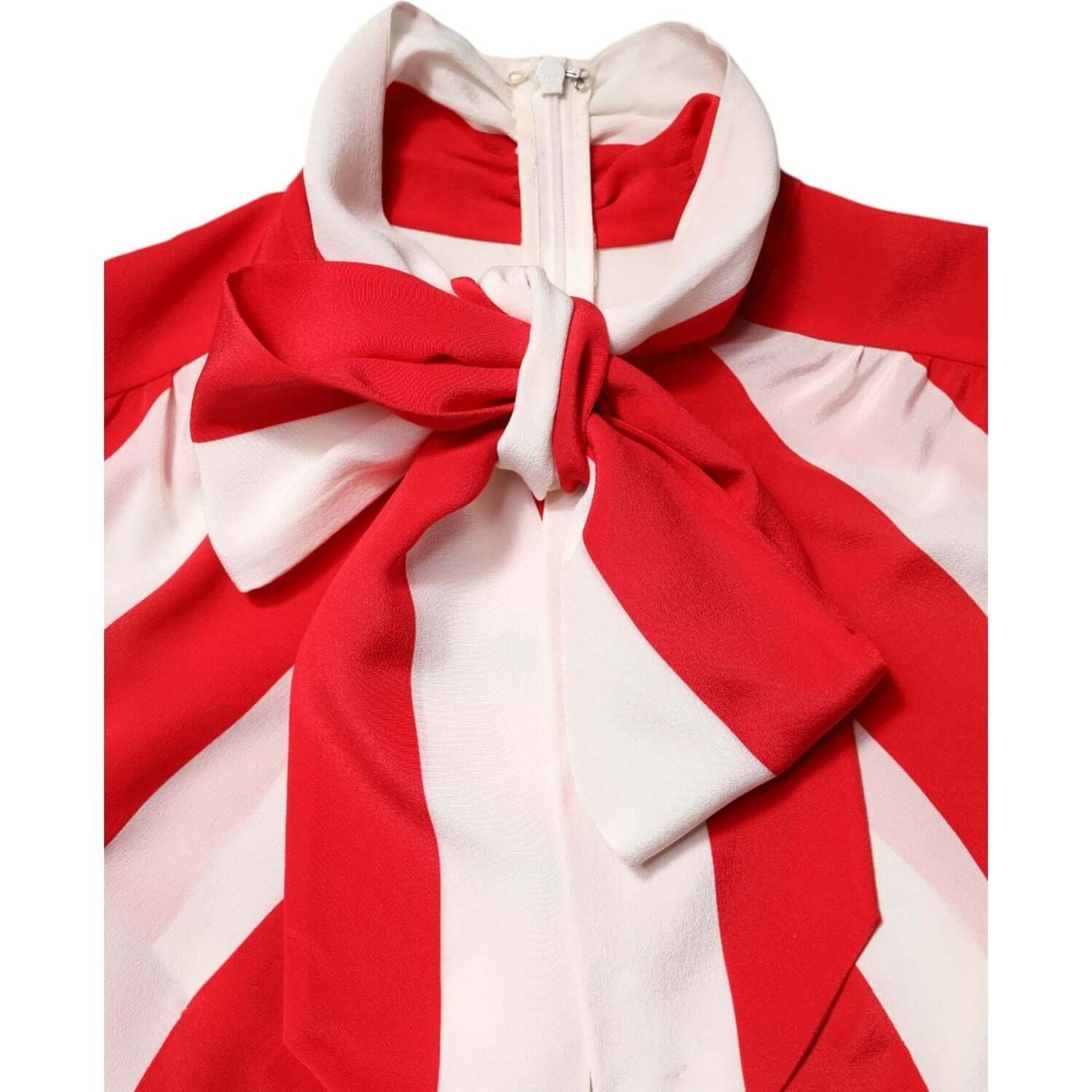 Dolce & Gabbana White Red Stripes Long Sleeves Mini Dress