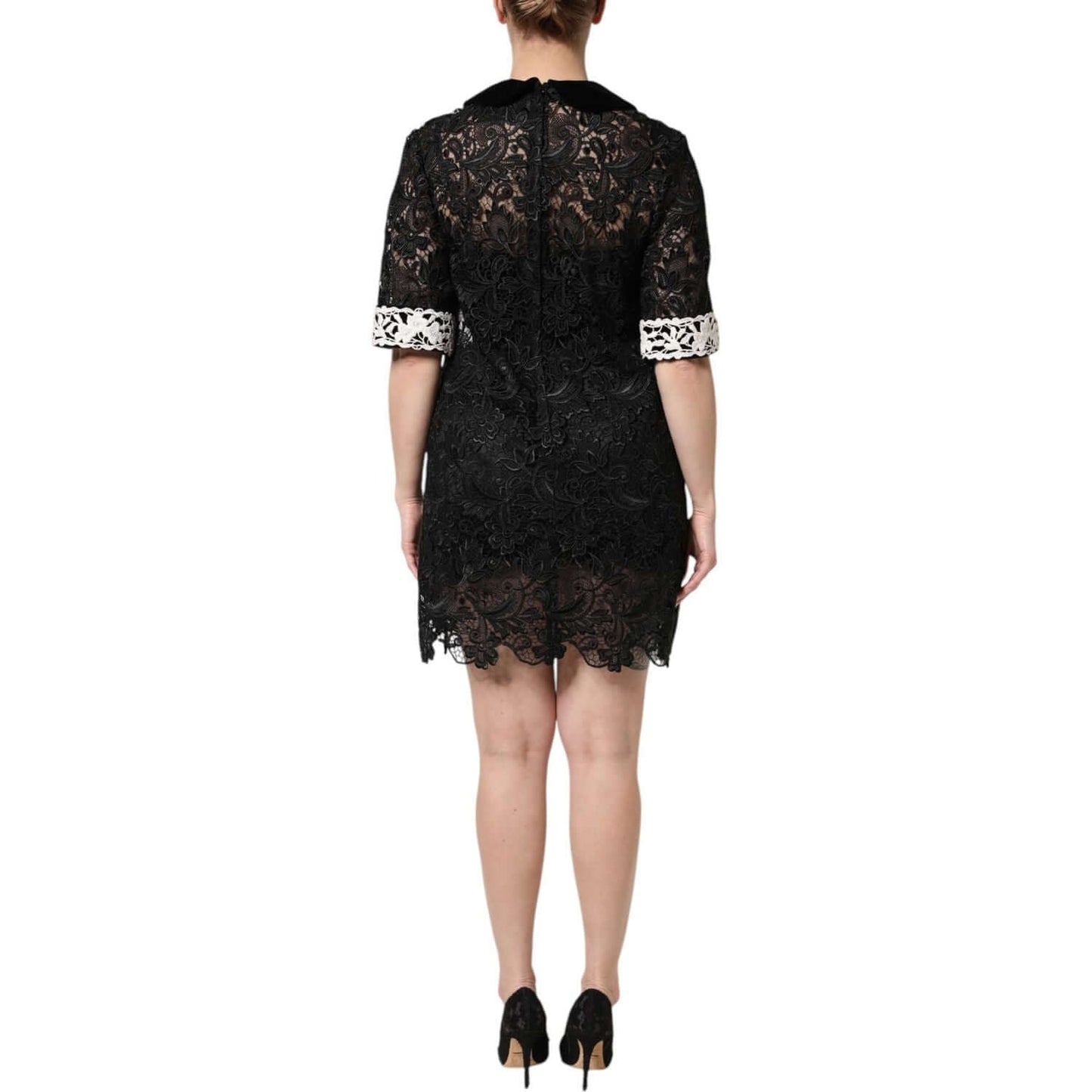 Dolce & Gabbana Black Floral Lace Embellished Mini Dress