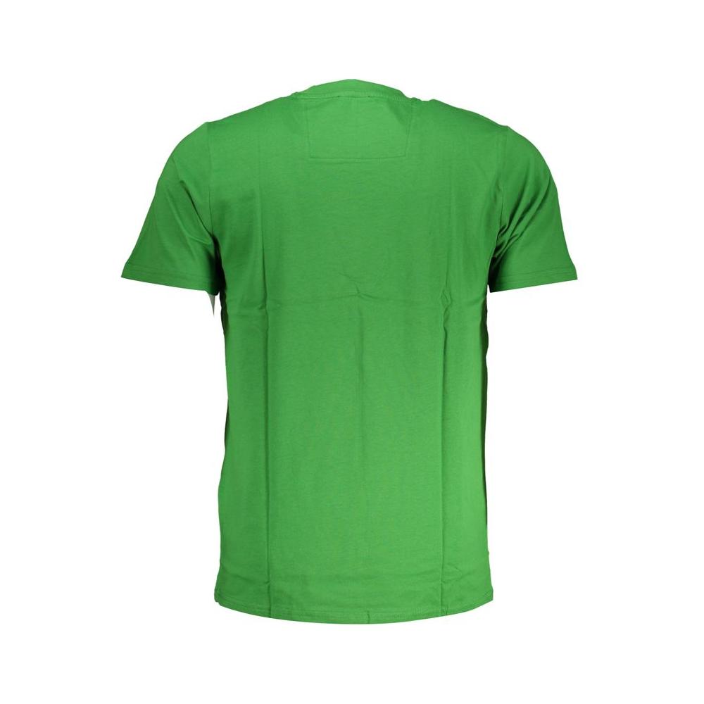 Back view of Cavalli Class green cotton T-shirt with short sleeves and crew neck.