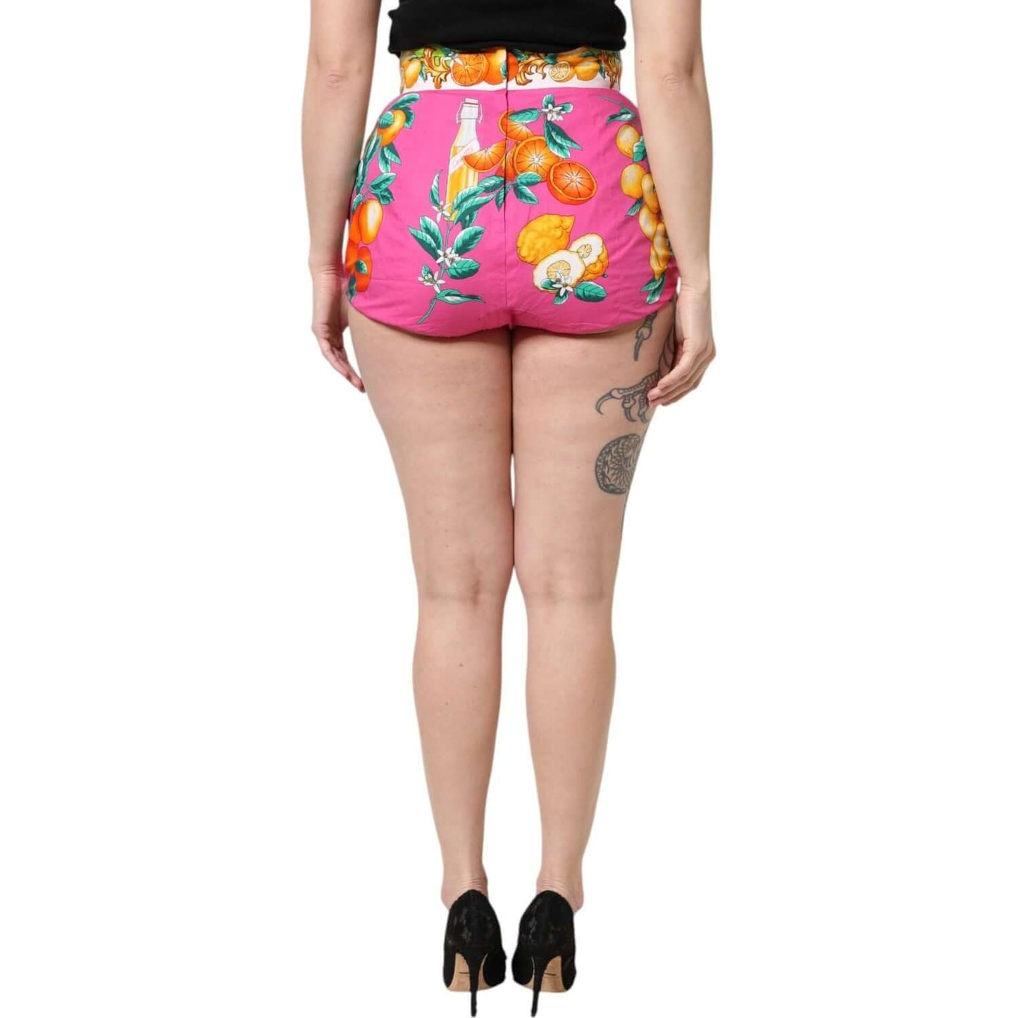 Dolce & Gabbana Pink Printed High Waist Hot Pants Shorts
