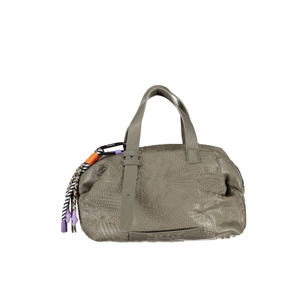 Desigual green handbag with adjustable handles and shoulder strap, external and internal pockets, contrast details, zip closure, with logo.