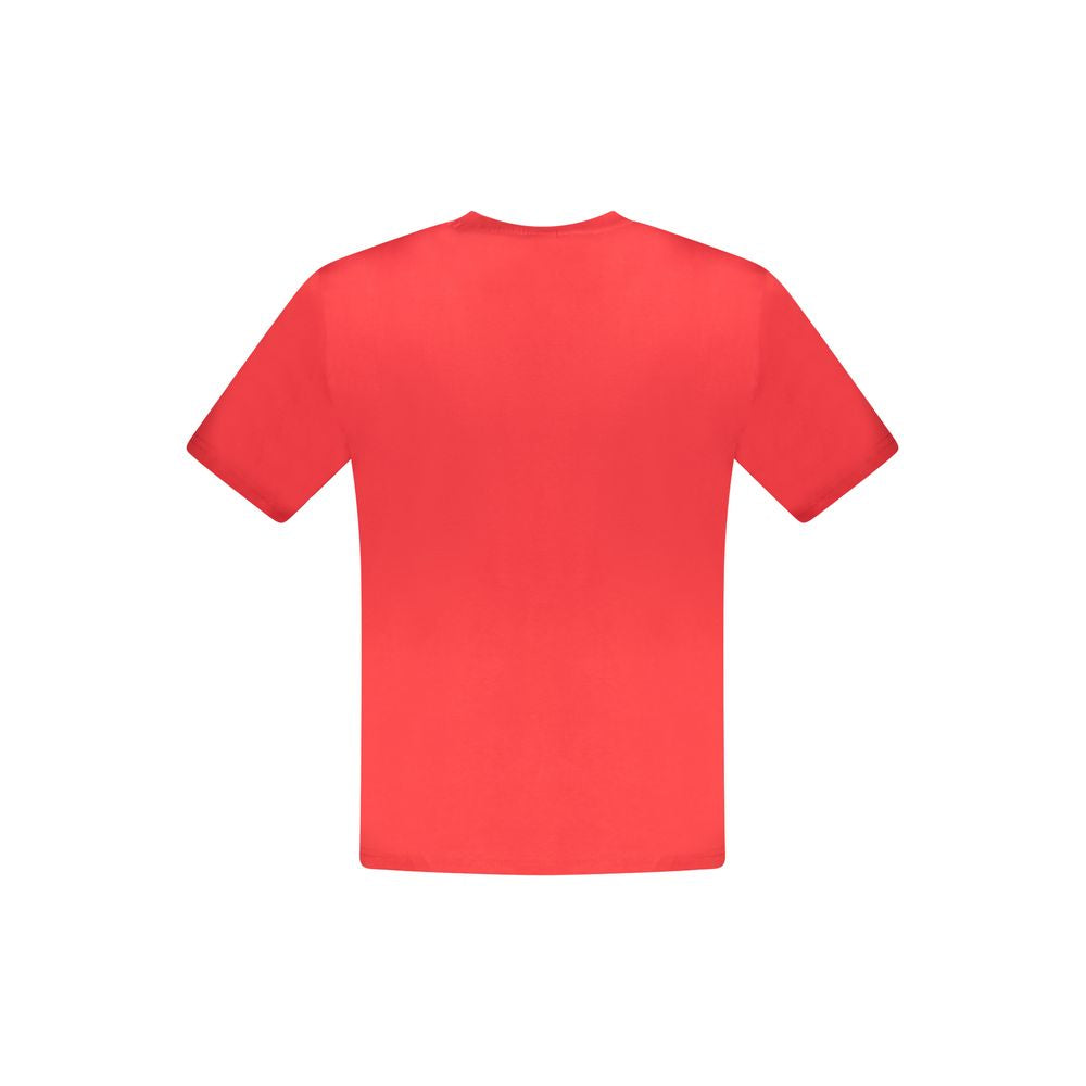 North Sails Red Cotton Crew Neck Men T-Shirt with Logo, 100% Cotton, Bold Print, Seamless Style, Fashionable Casual Wear.