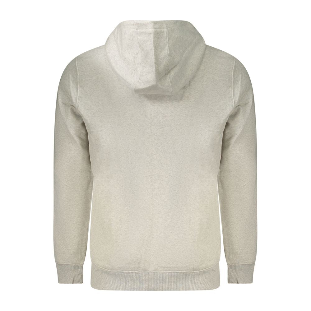 Back view of Tommy Hilfiger gray cotton men's sweater, featuring a hood and long sleeves for casual refinement and comfort.