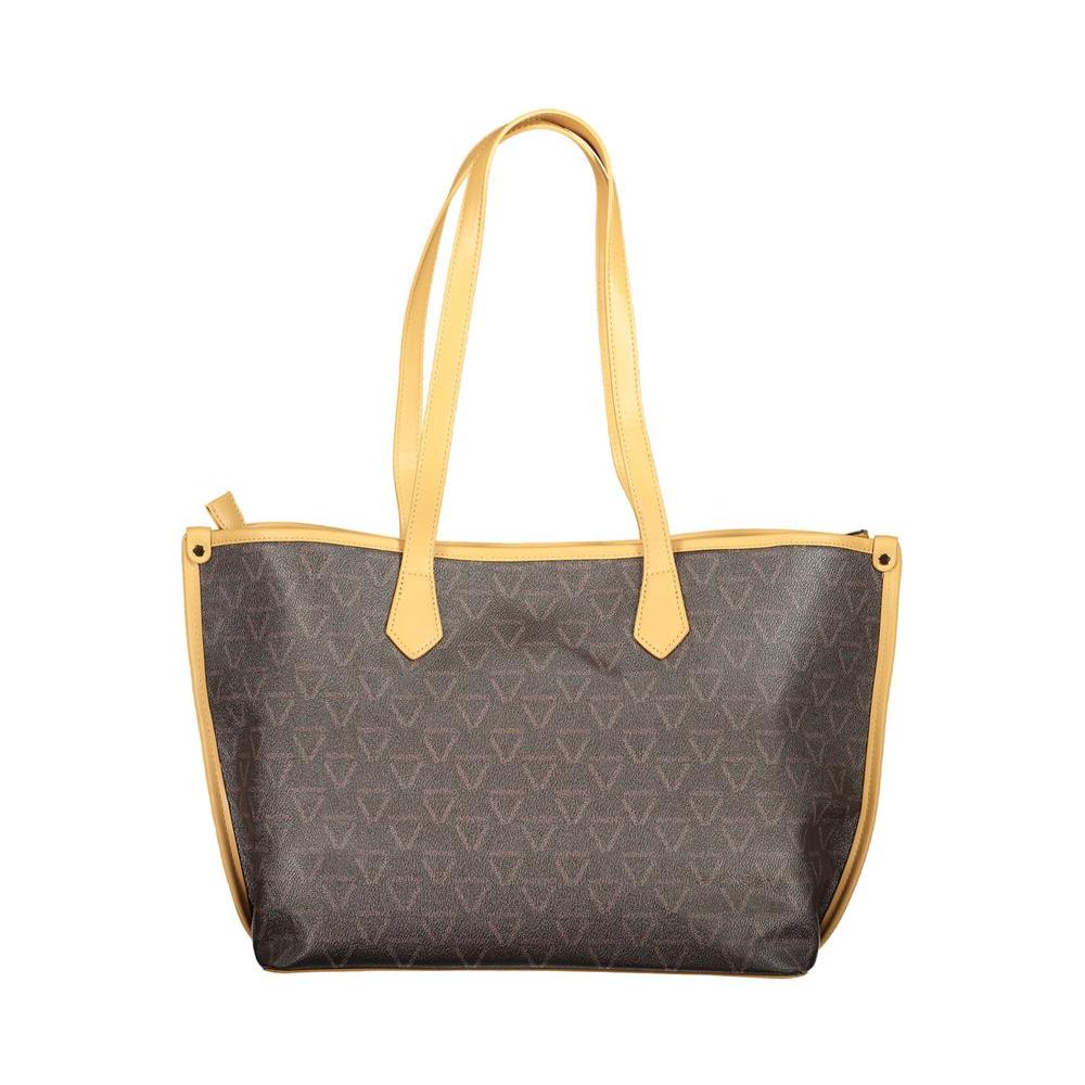 Valentino Bags brown polyethylene handbag with two handles, contrasting details, and recycled materials