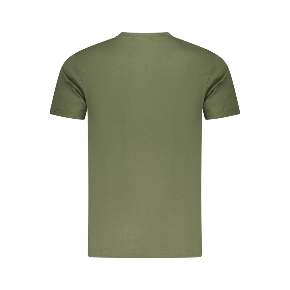 Back view of Cavalli Class green cotton men's t-shirt with short sleeves and crewneck.