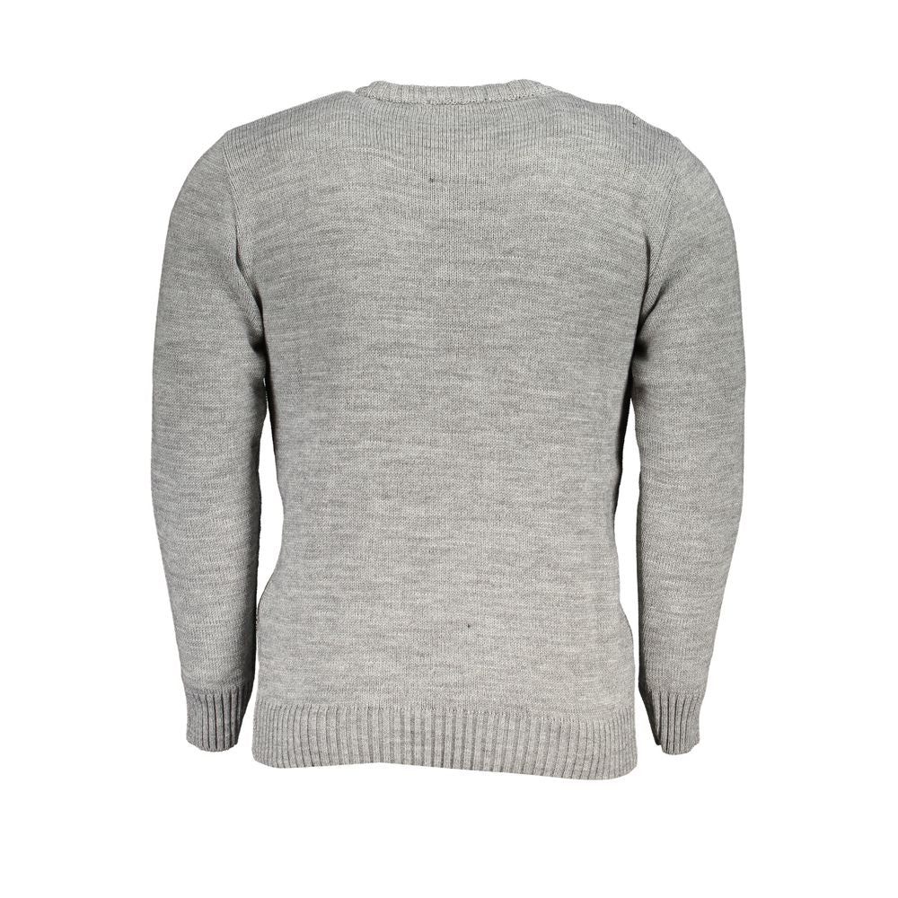 Back view of U.S. Grand Polo Gray Acrylic Men's Sweater showcasing Italian craftsmanship and elegant design.