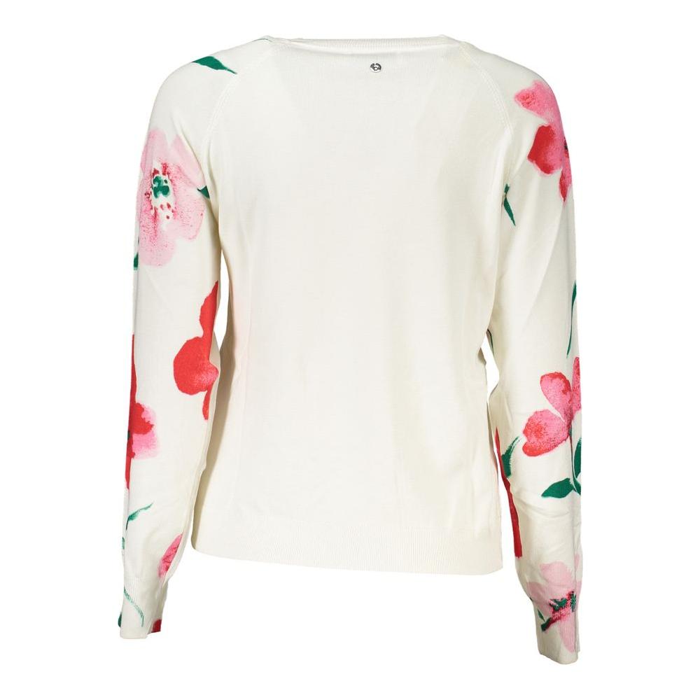 Desigual Elegant Crew Neck Sweater with Contrast Details