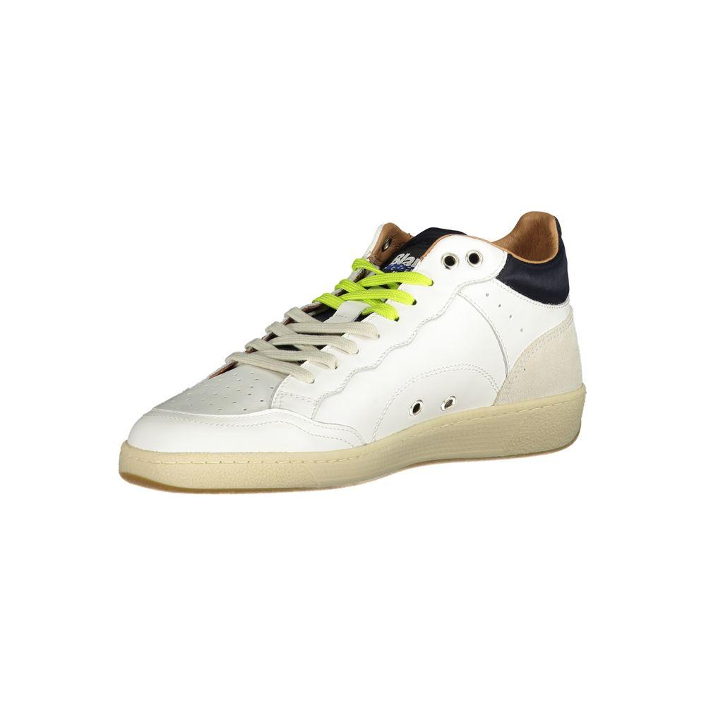 Blauer white leather men's sneaker with contrasting details and removable footbed for personalized comfort and style.