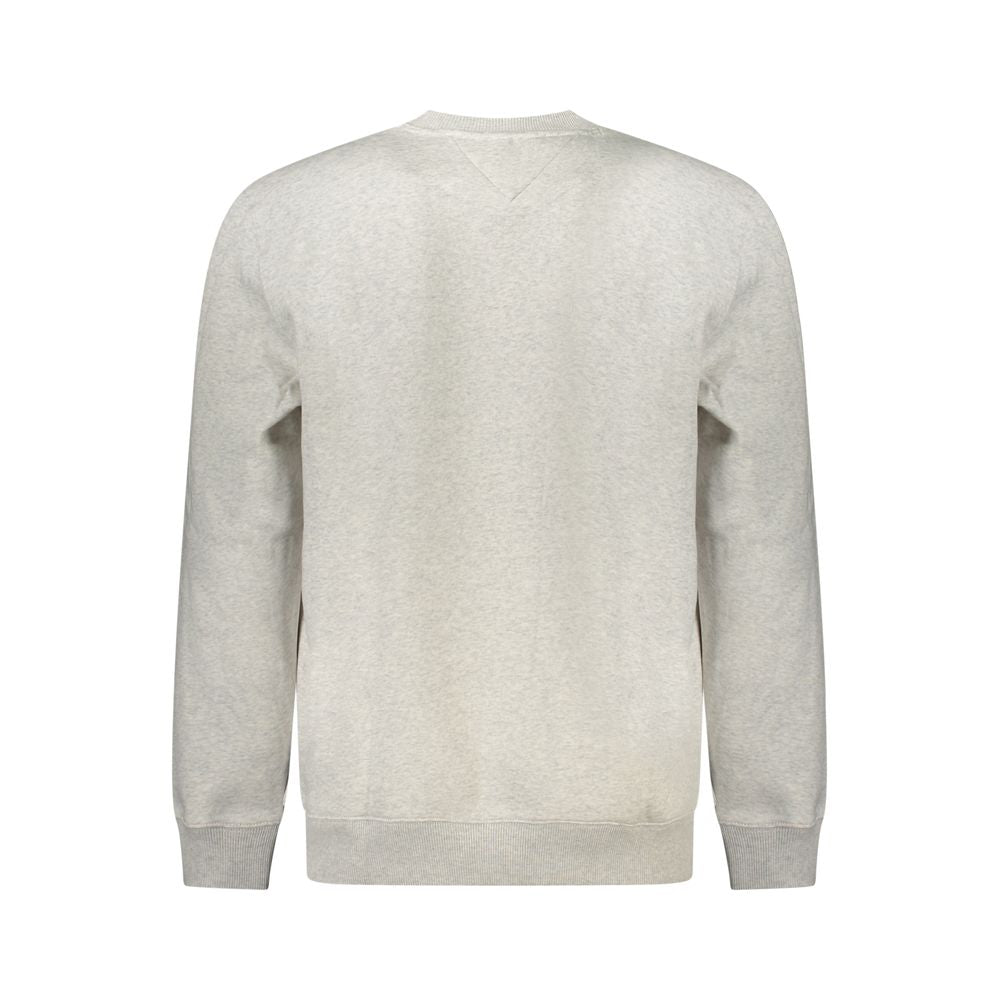 Tommy Hilfiger gray cotton men's sweater, back view showcasing crew neck and sleek design, perfect for a chic, comfortable style.