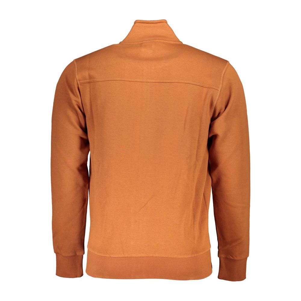 Back view of U.S. Grand Polo elegant long sleeve zip sweatshirt in brown, showcasing classic design and fine stitching.