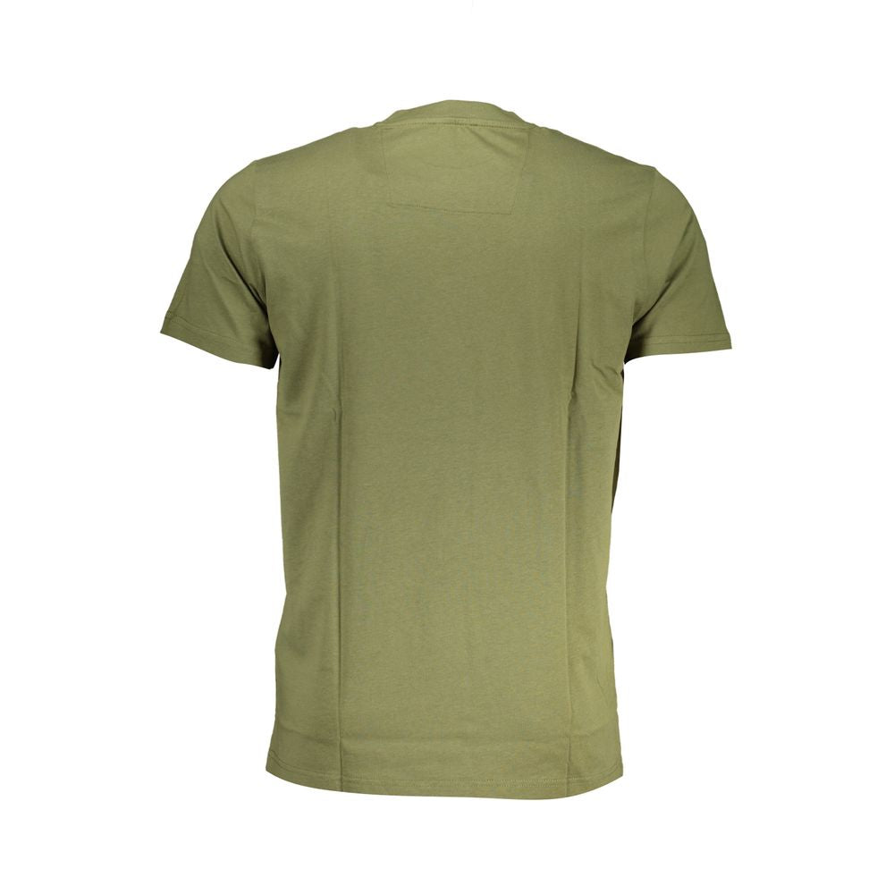 Back view of Cavalli Class green cotton T-shirt with short sleeves and crew neck.