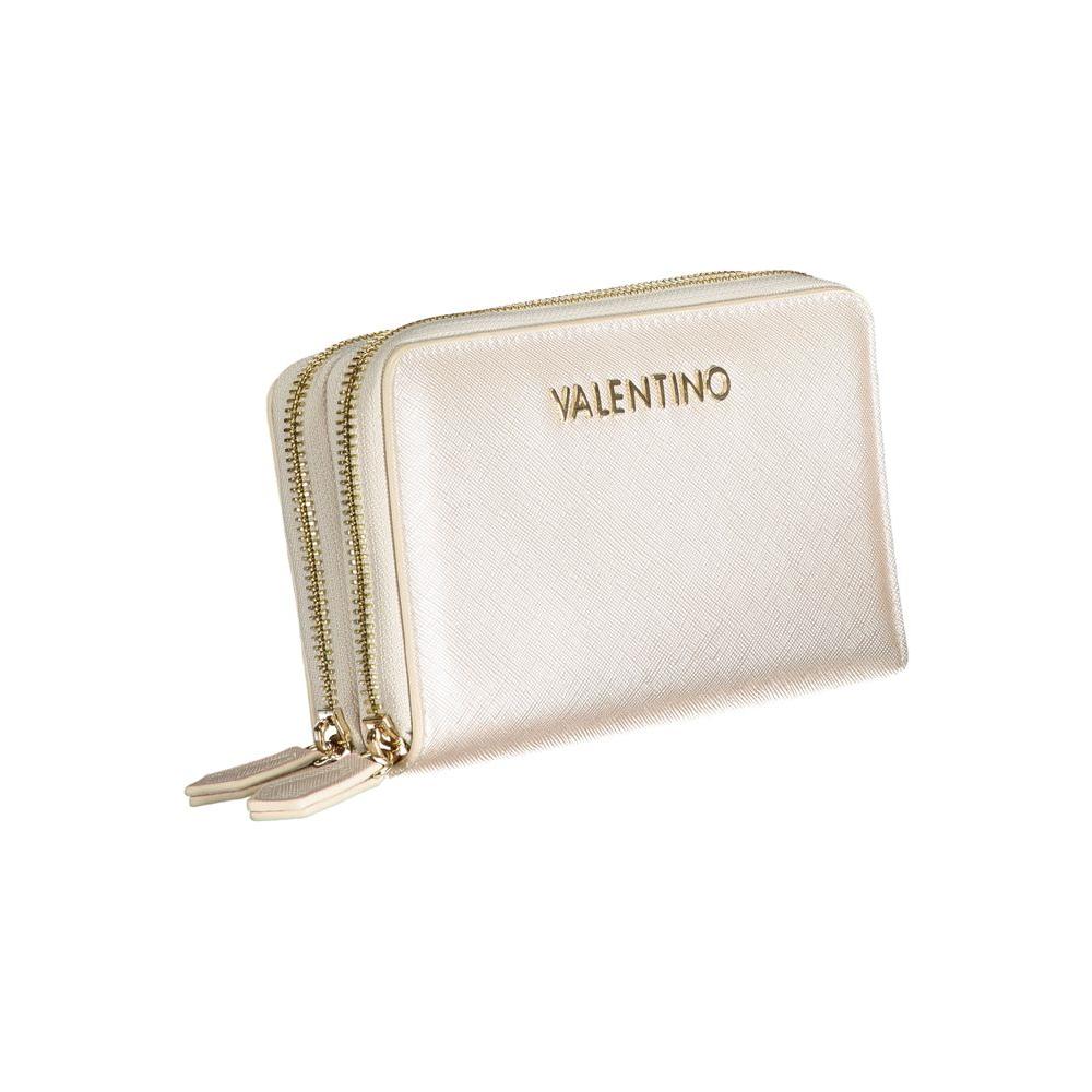 Valentino Bags beige wallet with dual zip closures and logo detailing, showcasing sophisticated design for modern women.