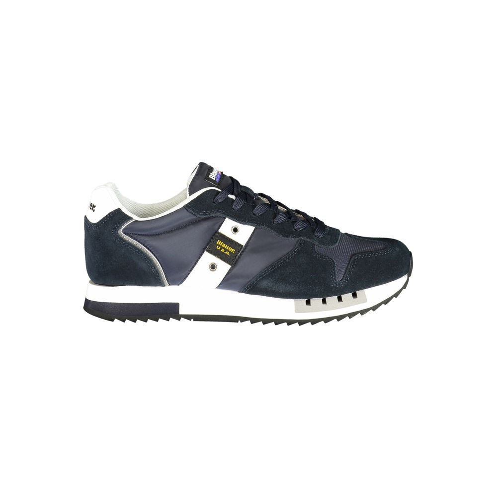 Blauer Blue Polyester Men Sneaker with contrasting details and removable footbed for style and comfort.