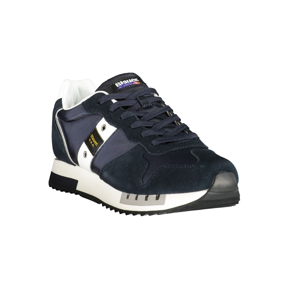 Blauer blue polyester men's sneaker with dynamic details, contrast laces, and removable footbed for style and comfort.