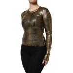 Dolce & Gabbana Gold Round Neck Long Sleeve Pullover Top