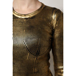 Dolce & Gabbana Gold Round Neck Long Sleeve Pullover Top