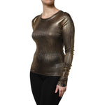 Dolce & Gabbana Gold Round Neck Long Sleeve Pullover Top