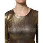Dolce & Gabbana Gold Round Neck Long Sleeve Pullover Top
