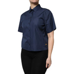 Dolce & Gabbana Blue Cotton Short Sleeves Button Down Top