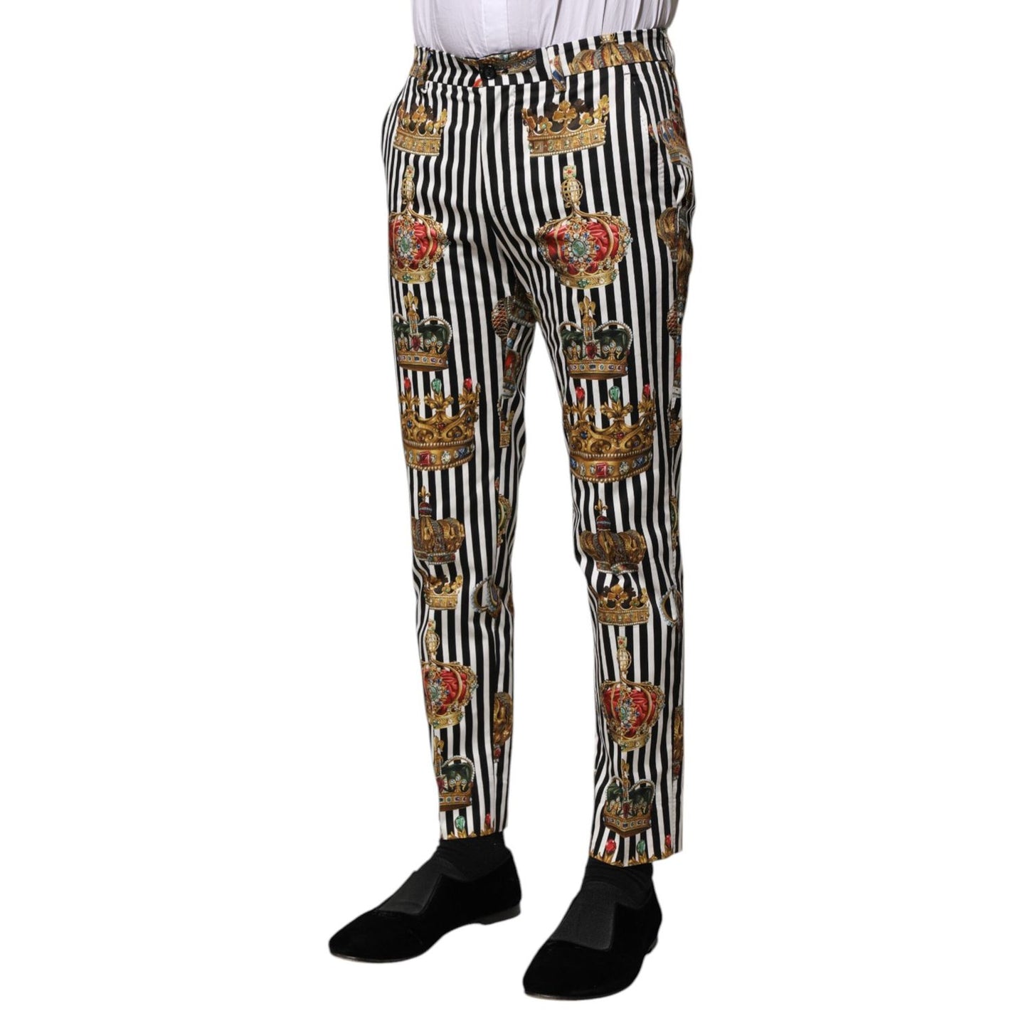 Dolce & Gabbana Multicolor Striped Crown Pants