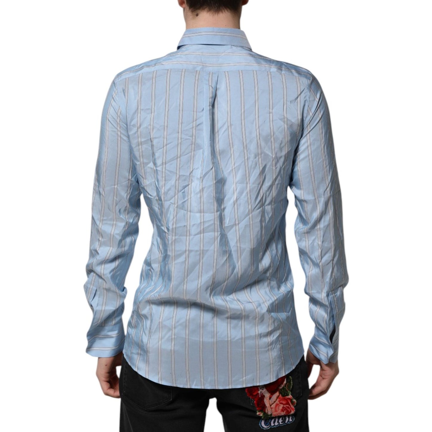 Dolce & Gabbana Blue Striped MARTINI Long Sleeve Dress Shirt