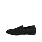 Dolce & Gabbana Black Jacquard Slip On Loafers Formal Shoes