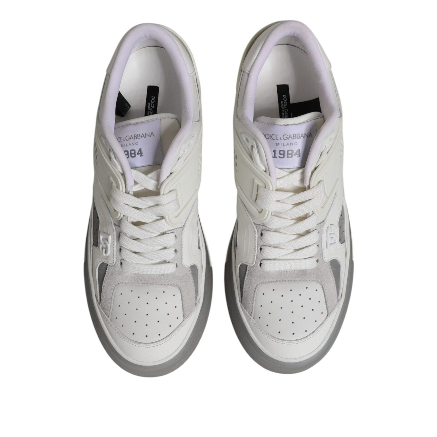 Dolce & Gabbana White Low Top DG Embossed Men Sneakers Shoes