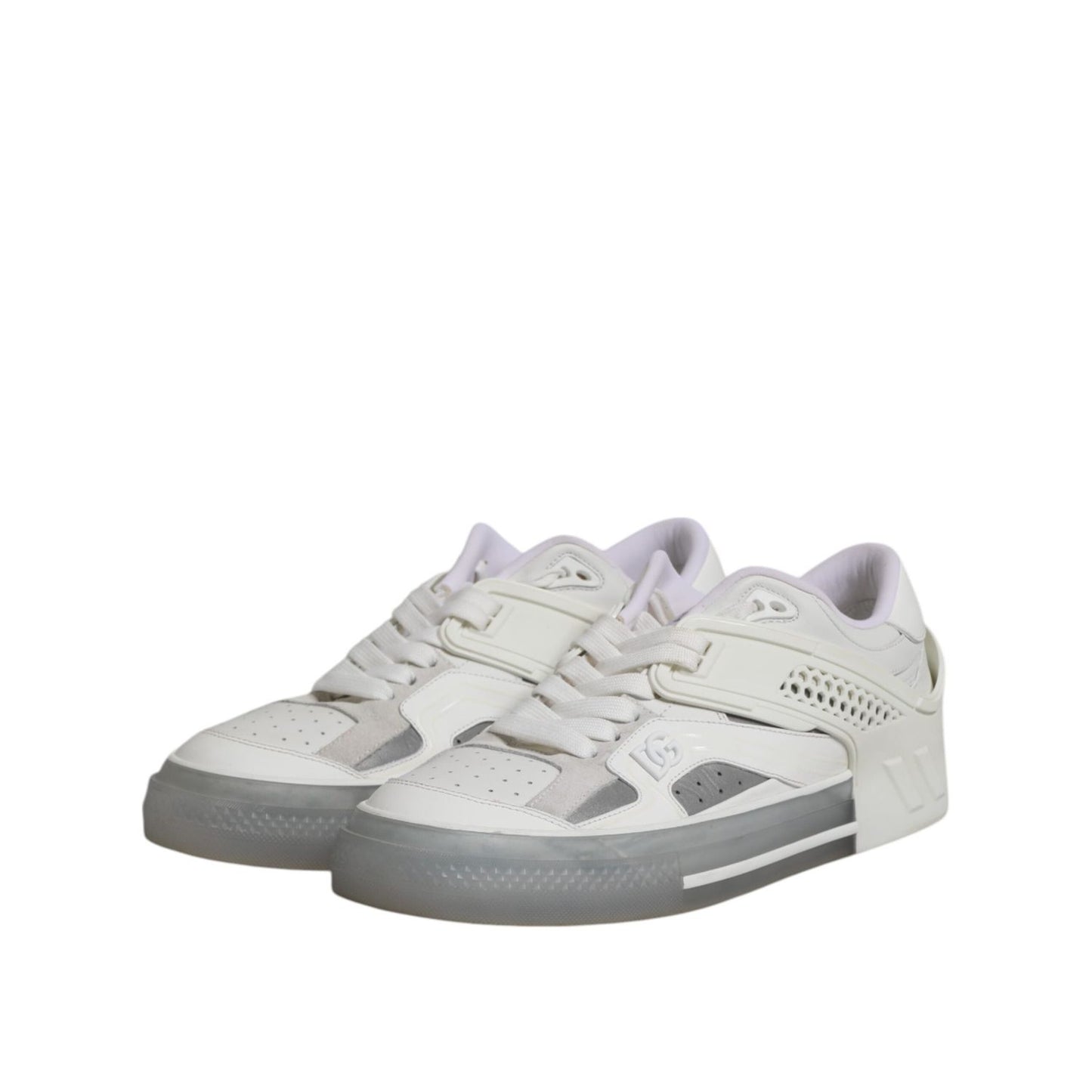 Dolce & Gabbana White Low Top DG Embossed Men Sneakers Shoes