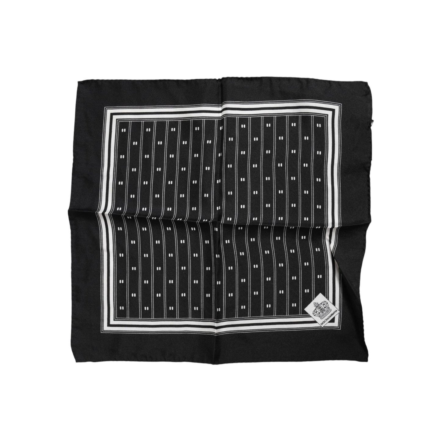 Dolce & Gabbana Black White Printed Silk Square Foulard Scarf