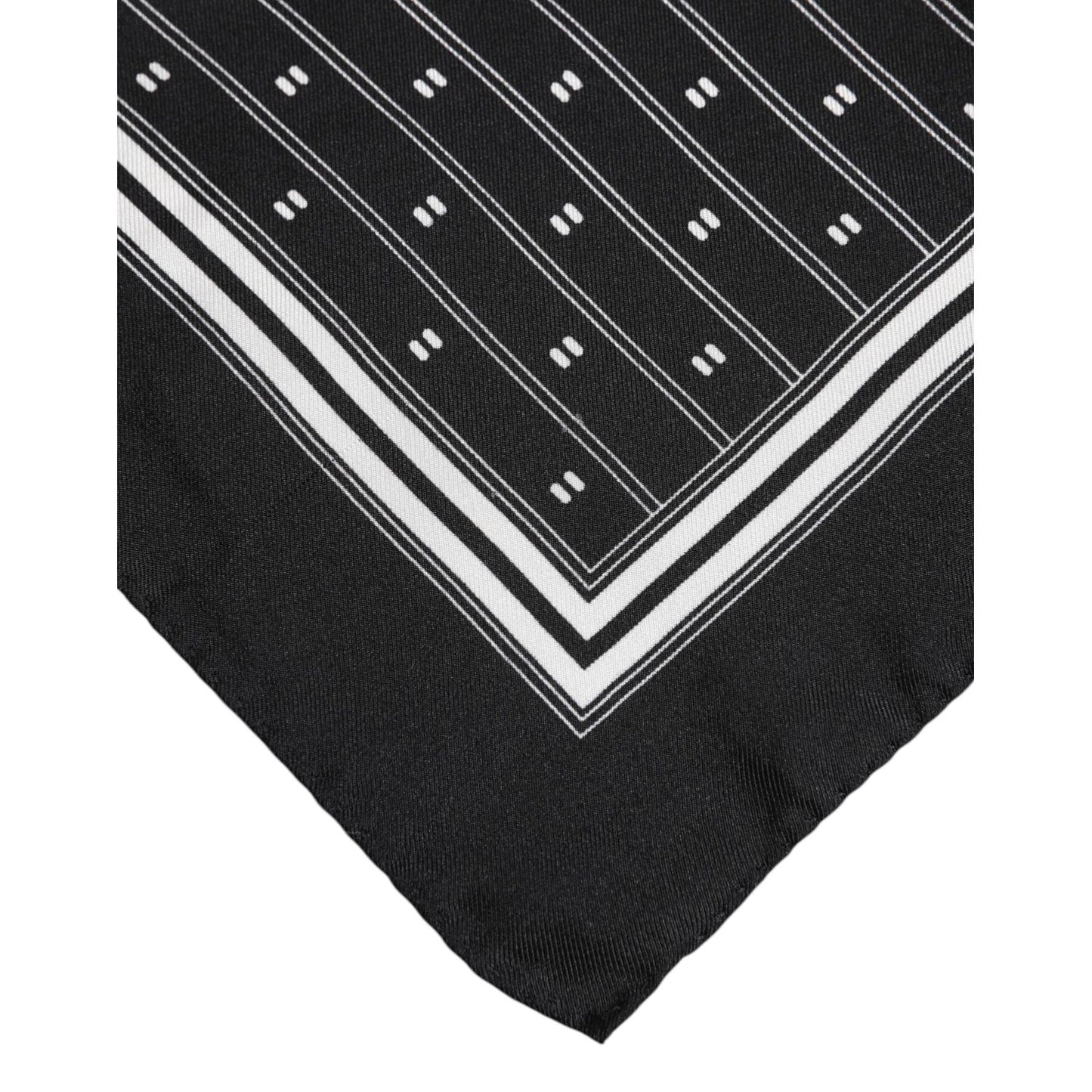 Dolce & Gabbana Black White Printed Silk Square Foulard Scarf