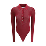 Self-Portrait Knit Bodysuit SE-PF25113TBUBURGUNDY-S