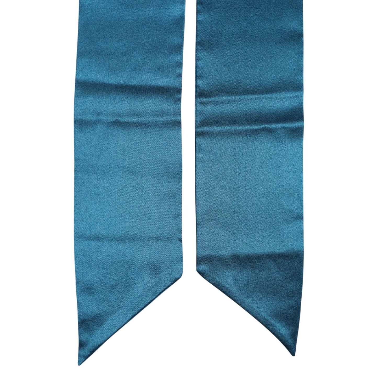 Dolce & Gabbana Blue Satin Silk Skinny Foulard Wrap Scarf